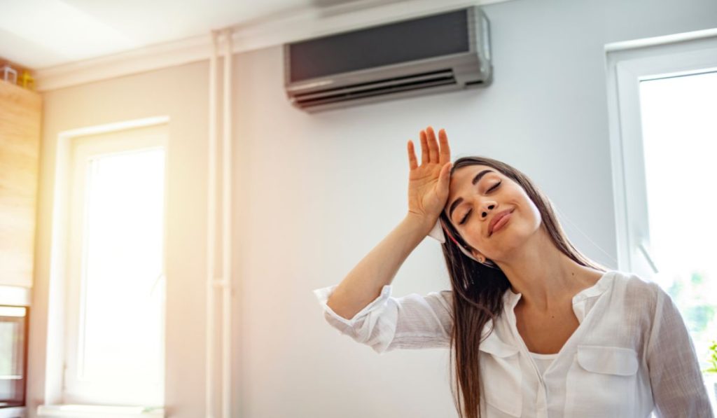 Femme ayant acheter une climatisation pour son logement